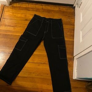 Black with white stitching jeans